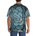 thumbnail image 3 of Fotbe Blue Color Cactus Camisa Estampada de Manga Corta para Hombre, Casual de Verano, Estilo Playero, Sin Arrugas-Small, 3 of 5