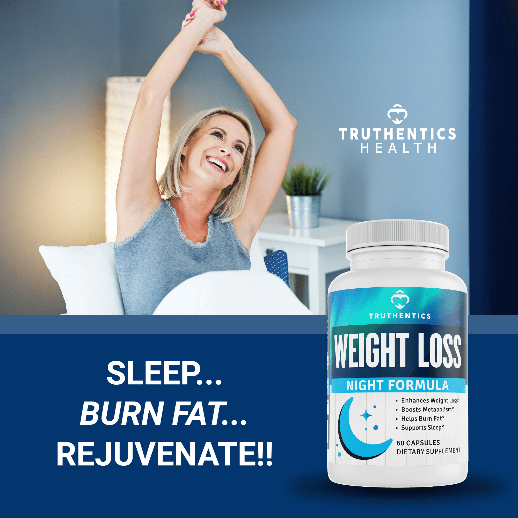 Truthentics Weight Loss Supplement Bundle - Nighttime Fat Burner (60ct) & Daytime Weight Loss Formula (60ct) - Supports Metabolism, Energy & Appetite Control - 2-Step System