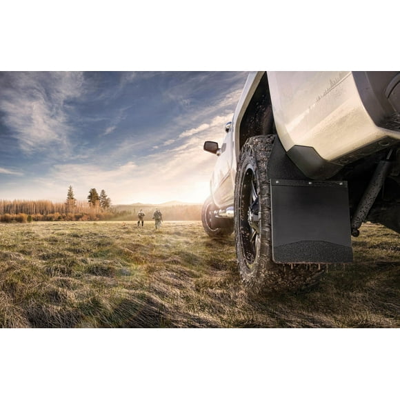 Husky Liner Mud Flap 56261 Custom Mud Guards; 9-3/4 Inch x 15-3/4 Inch Universal Front or Rear; Set of 2; Contoured; Without Logo; Black; Thermoplastic; Screw On