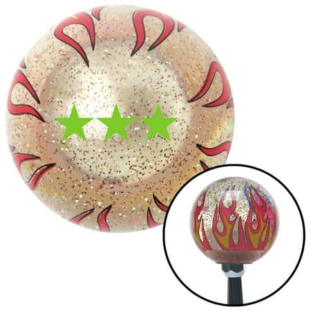 American Shifter Green Officer 09 - Lieutenant General Clear Flame Metal Flake Shift Knob with M16 x 1.5 Insert Brody