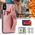 thumbnail image 3 of Dteck for Apple iPhone XR Slim Case, Shockproof Premium PU Leather Soft TPU Business Cover with Wrist Strap Kickstand Flip Stand Protection Case, rosegold, 3 of 7