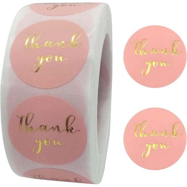 Calcomanías de agradecimiento en rollo rosa, 500 unidades etiquetas adhesivas redondas de papel kraft para agradecimiento a los clientes XianweiShao 8390615136822