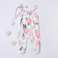 thumbnail image 2 of Odeerbi Baby Bodysuit Layette Onesies for Toddler Kids Girls Sleeveless Floral Print One Piece Strap Romper jumpsuit Pink, 2 of 8