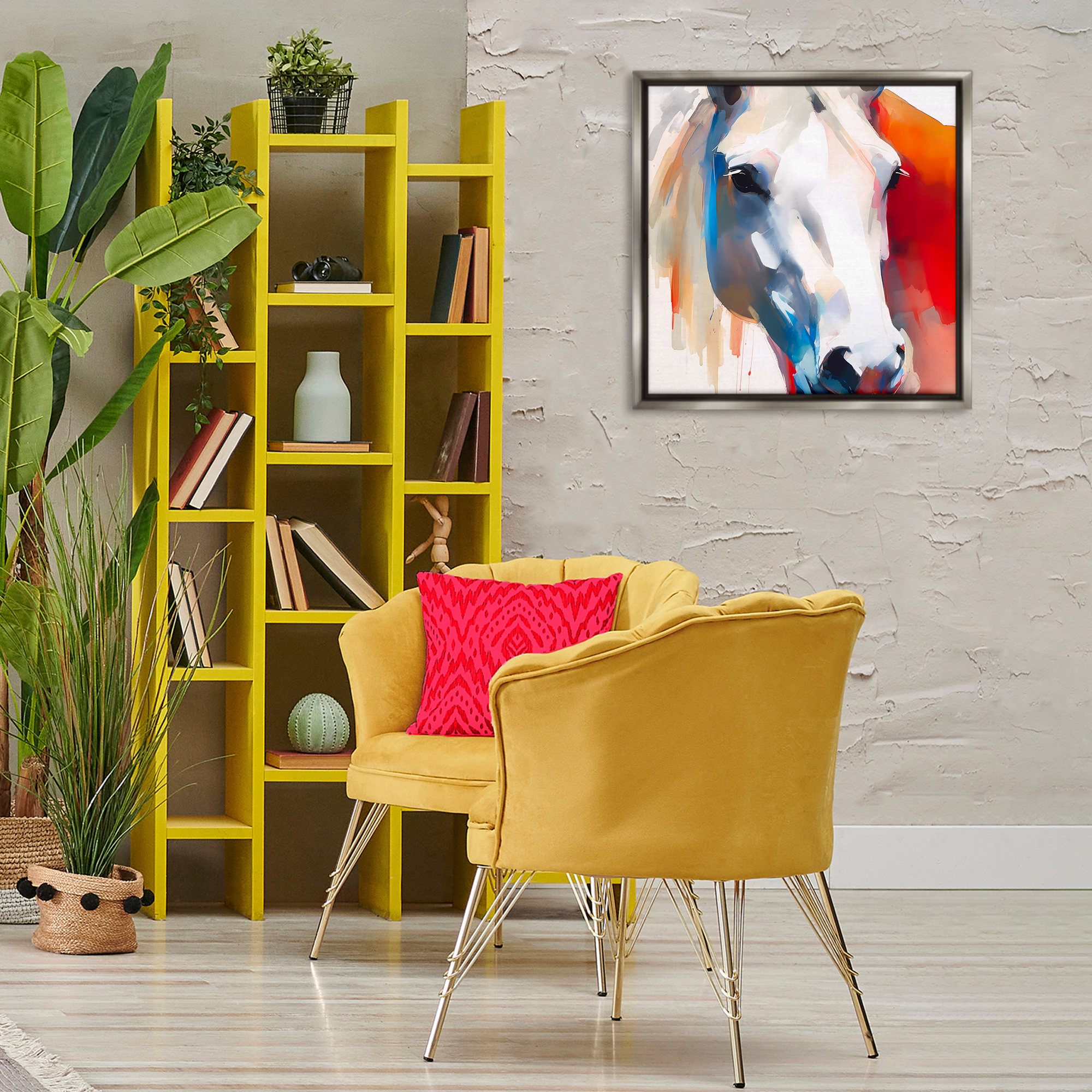 Stupell Industries Horse Close Up Face Animals & Insects Painting Gray Floater Framed Canvas Art Print Wall Art, 25 x 25