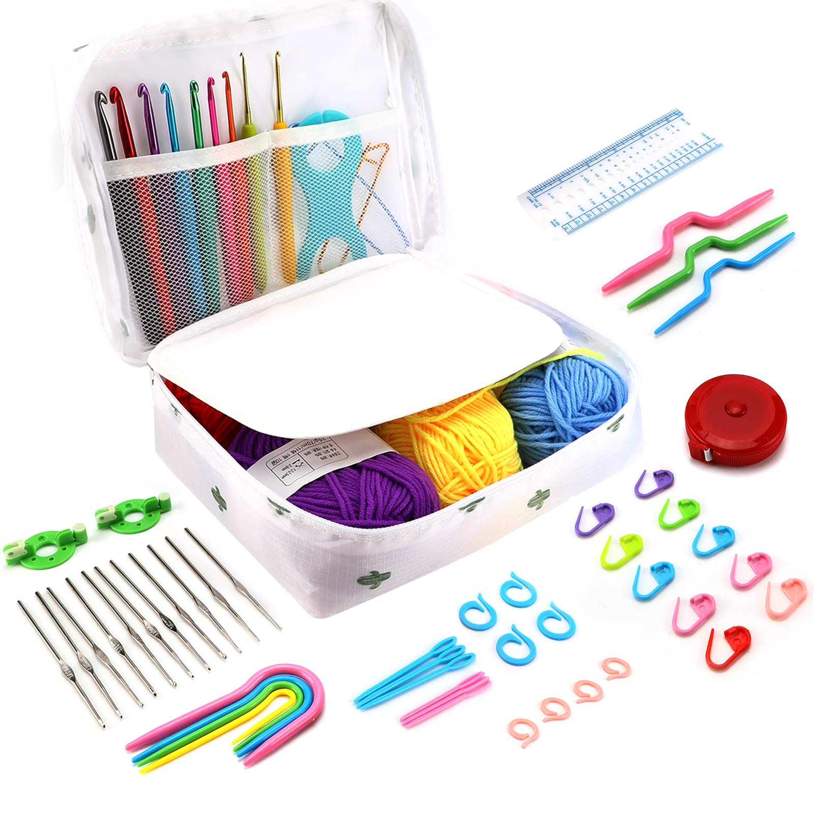 66 Pcs Crochet Hooks Set with Storage Case, Full Crochet Kit for Beginners Adults Kids, Knitting & Crochet Supplies Crochet Accessories Crochet Gifts for Crocheters