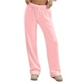 thumbnail image 2 of Sweatpants for Women 2025 Elastic Waist Drawstring Wide Leg Stretchy Loose Fit Pants with Pockets Casual Trousers, 2 of 6