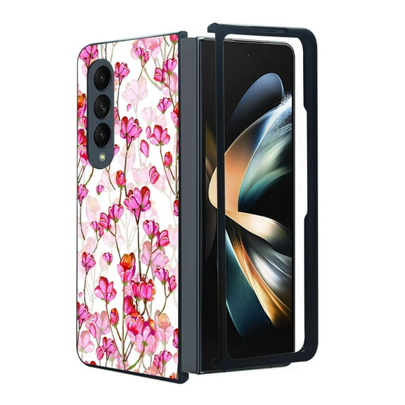 ANJ  Protective Snap-On Design Printed Case Compatible with Samsung Galaxy Z Fold 4 - Pink Floral