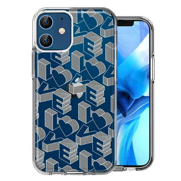 MUNDAZE for Apple iPhone 12 3D Love Letters Hearts Valentine's Day Double Layer Phone Case Cover