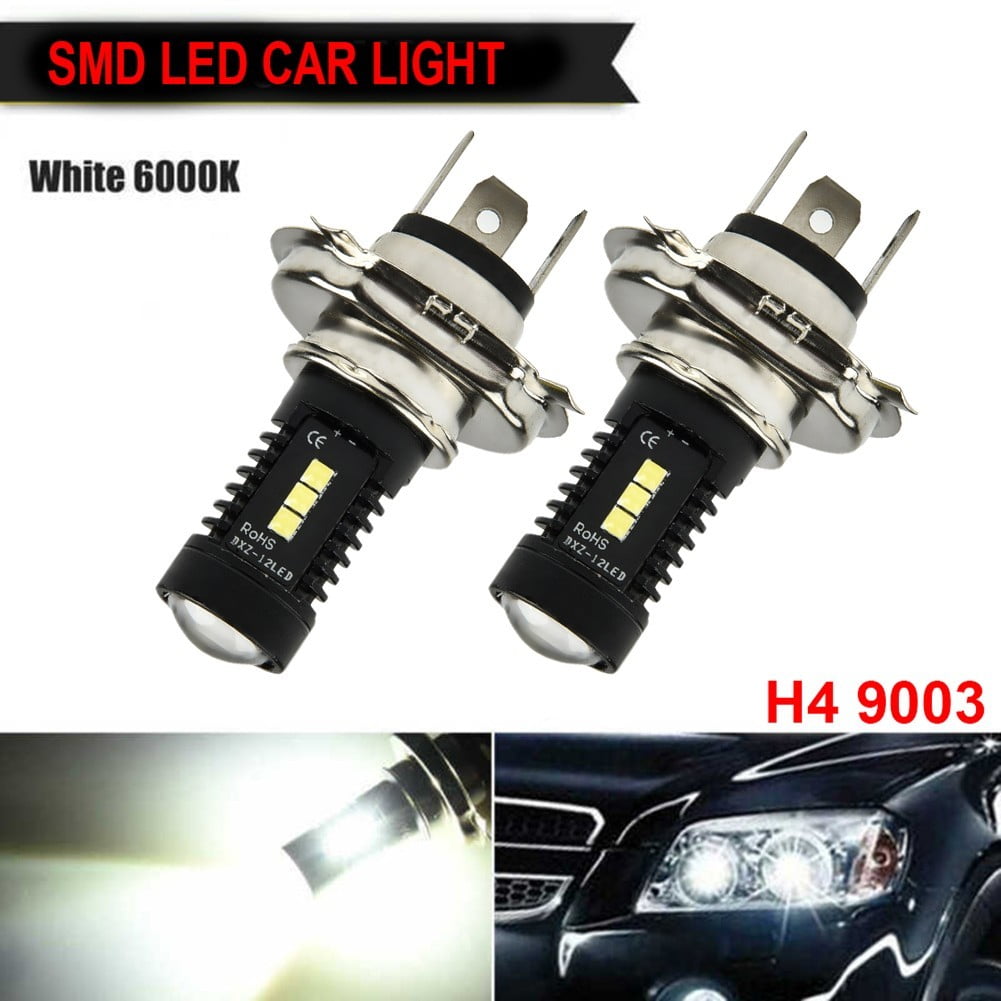 MYG 2pcs H4 9003 60W 1800LM 6000K COB LED Conversion Headlight Bulb ...