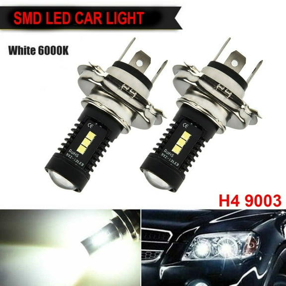 2pcs H4 9003 LED Headlight Bulb 60W 1800LM 6000K for High/Low Beam