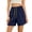 #01 Dark Blue 【Mix & Match: Stock Up on Your Favorite Colors】, variant on Women's High Waisted Nylon Dry Shorts with Side Pockets, Elastic Drawstring Waist, Tummy Control Workout Shorts for Women, Quick Dry for Running, Gym, Hiking & Casual | TruHer,Dark Blue L