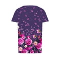thumbnail image 3 of Tnhcen Chemises Décontractées à Manches Courtes Col Rond pour Femmes - Blouse Plissée à Imprimé Floral avec Ajustement Régulier Doux pour Usage Quotidien et Voyage P-2TG, 3 of 7
