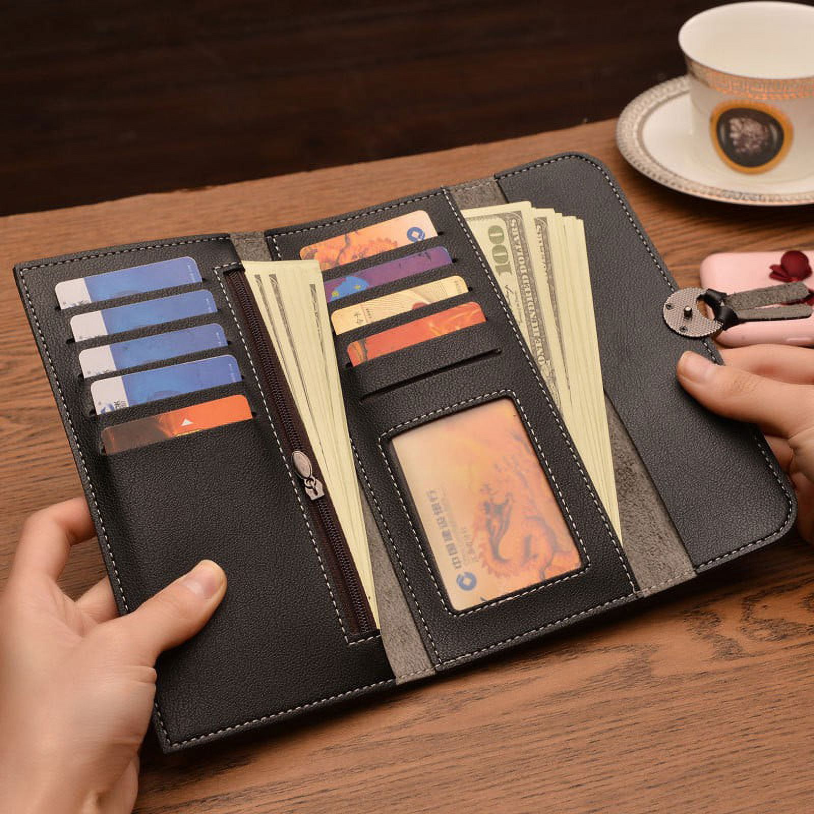 Chic Boutique De Mode Wallets For Women Credit Card Holder Slim Coin Purse  Thin Large Capacity Zip Clutch Cute Minimalist Leather Cell Phone Case For