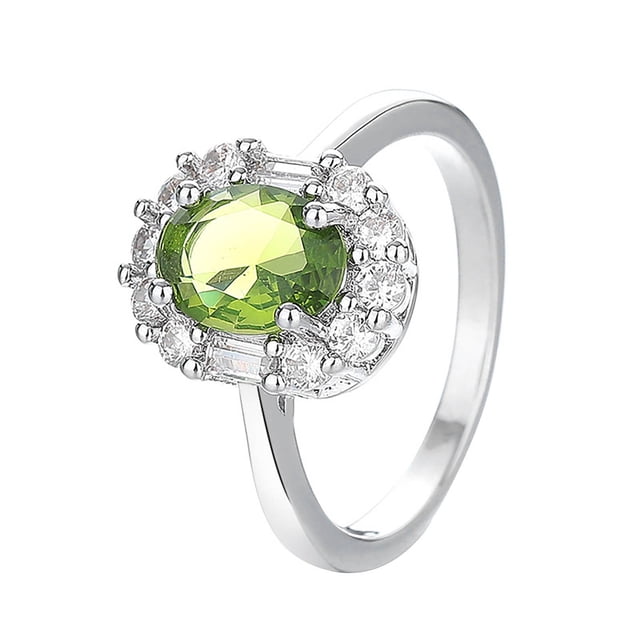 Anillo Ovalado Verde Oliva para Mujer Anillo Lleno de Luz Anillo de Joyería de Moda Anillo de Mujer de Moda y Versátil