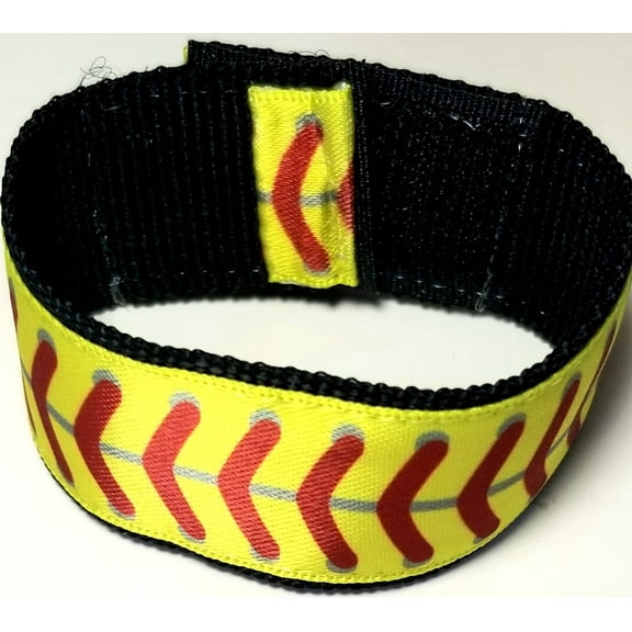 Softball Sleeve Scrunchies Yellow with red stitching, Softball sleeve holders from Original USA Inventors