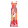 thumbnail image 4 of Wycnly Womens Jumpsuits High Waist Fashion Wide Leg Tank Long Jumpsuits Overalls with Pocket Trendy Geometric Print V-Neck Sleeveless Maxi Summer Rompers Red xxl, 4 of 7