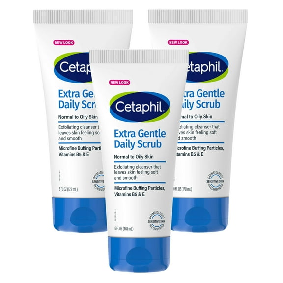 Cetaphil Daily Scrub Extra Gentle 6oz Combination To Oily (Pack of 3)