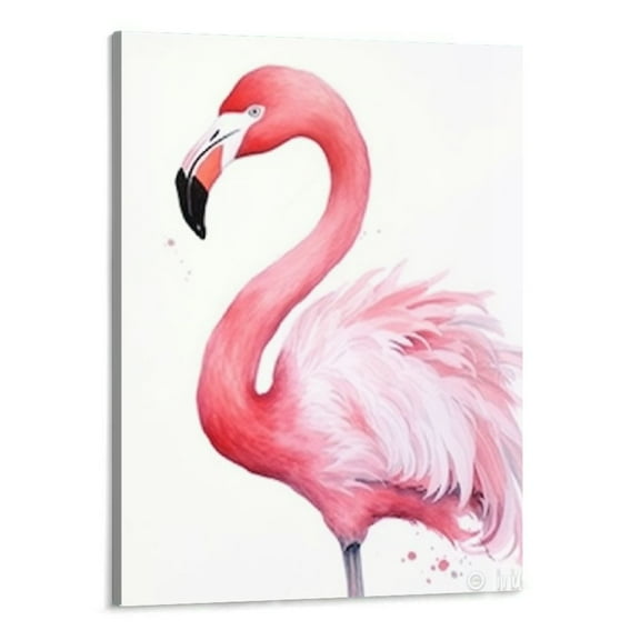 Creowell Pink Flamingos Paintings Picture Prints on Canvas Walls Decoration, Modern Wall Paintings for Kid's Room Pincess Bedroom Home Office Decor Wall Art 16x20 Inch