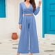 thumbnail image 2 of Conjunto de 2 piezas a juego para mujer elegante top y pantalones de pierna recta traje de chándal de otoño, 2 of 9