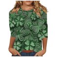 thumbnail image 2 of St.Patrick's Day Shirts For Women Shamrock Heart Graphic Tees St Patty'S Lucky T Shirt Irish Round Neck 3/4 Sleeve Tops Green XXL, 2 of 5