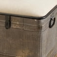 thumbnail image 6 of DecMode Metal Galvanized Storage Bench with Cream Burlap Top and Black Latches, Gray, 6 of 20