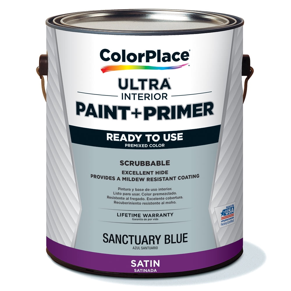 ColorPlace ULTRA Interior Paint & Primer, Sanctuary Blue, Satin, 1 ...