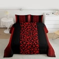 thumbnail image 2 of Homewish Red Leopard Print Bedding Comforter Set for Female, Chic Stripe Abstract Twin Comforter Sets, Modern Fashion Art Reversible Bedding Set, Ultra Soft Bedroom Decor, 2pcs, 2 of 8
