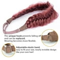 thumbnail image 3 of DIGUAN Messy Wide 2 Strands Synthetic Hair Braided Headband Classic Chunky Plaited Braids Elastic Stretch Hairpiece (Burgundy), 3 of 4