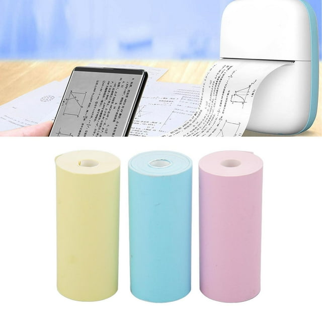 Mini Thermal Printer Sticker Paper, 12 Rolls Colorful Mini Printing Paper Roll Multipurpose Widely 57x25mm for Working