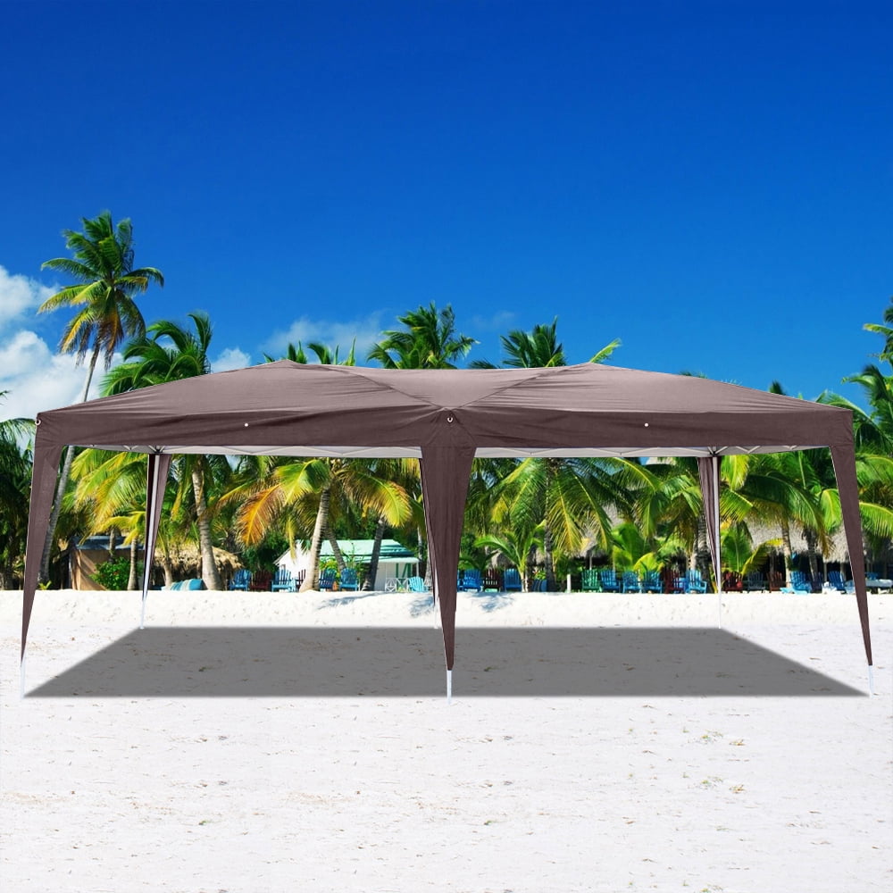 Kepooman 3 x 6m Instant Gazebo Tent, Right Angle Folding Shed with Two Windows, Practical Waterproof Folding Outdoor Canopy Shelter, Dark Coffee, Four Sides Kepooman 3 x 6m Instant Gazebo Tent, Right Angle Folding Shed with Two Windows, Practical Waterproof Folding Outdoor Canopy Shelter, Dark Coffee, Four Sides