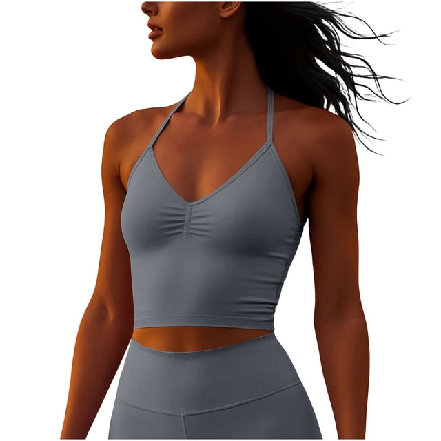Womens 2026 Fitness Tank with Adjustable Halter Neck Breathable Mesh Back Workout Cami Quick Dry Round Neck Top for Cardio & Strength Training
