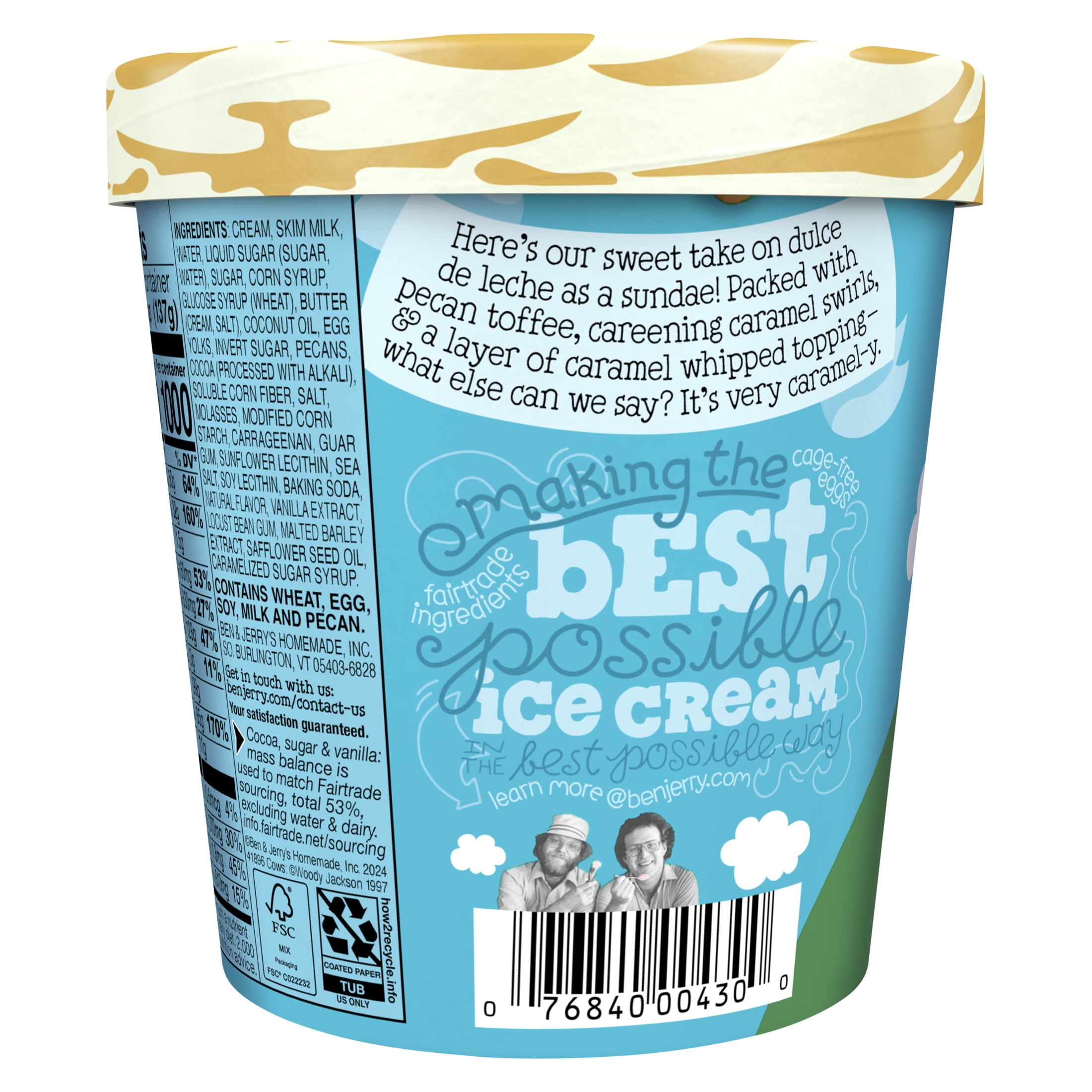 Ben & Jerry's Sundae Dulce De-lish Salted Caramel Dulce De Leche Ice Cream, 14.4 fl oz