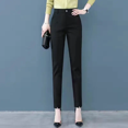 thumbnail image 1 of Pantalones de trabajo profesionales de 9 puntos para mujer, ropa formal de primavera y otoño, pantalones occidentales de cintura alta, rectos, cilíndricos, adelgazantes y de pie pequeño, 1 of 4