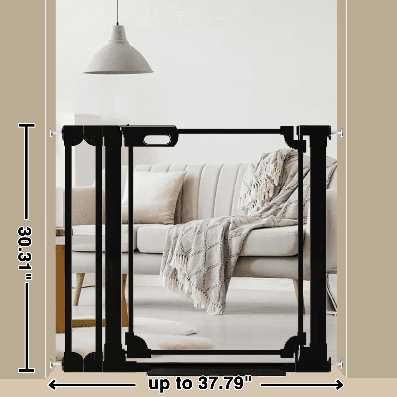 Fairy Baby Clear Baby Gate for Doorway 29-38 in Wide Pressure Mounted Baby Safety Gates Black