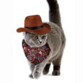 thumbnail image 4 of Sombrero de Vaquero para Mascotas Accesorio para Fotos Gorras Occidentales Divertidas Universal Accesorios para Perros Y Gatos con Correa Elást Vino M Sunnimix Sombrero de vaquero, 4 of 8