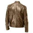 thumbnail image 3 of YDDIAN Men's Faux Leather Jacket Stand Collar Motorcycle Leather Jackets Casual Lightweight Zip Up Biker Coat Khaki L, 3 of 3