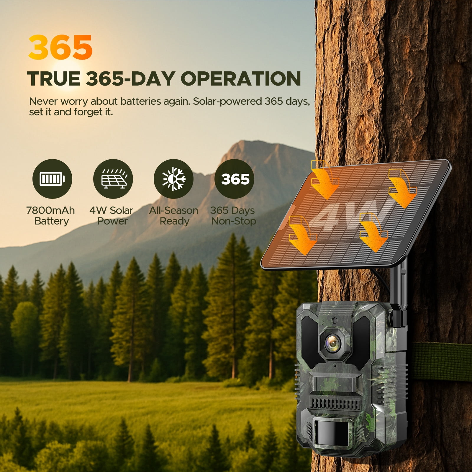 CAMPARK 2 Pack Trail Camera 4G Cellular Solar, 2.5K Hunting Game Camera Built-in SIM Card 4 Area in 1 Screen 940nm No Glow Night Vision IP66 Waterproof for Wildlife Monitoring No WiFi Needed
