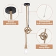 thumbnail image 3 of 2-Pack Black Hemp Rope Pendant Light, Rustic Ceiling Light with Pull Chain & Adjustable Height, Vintage Boho Hanging Light for Kitchen Island, Hallway, Bedroom E26 Base（No Bulbs）, 3 of 9