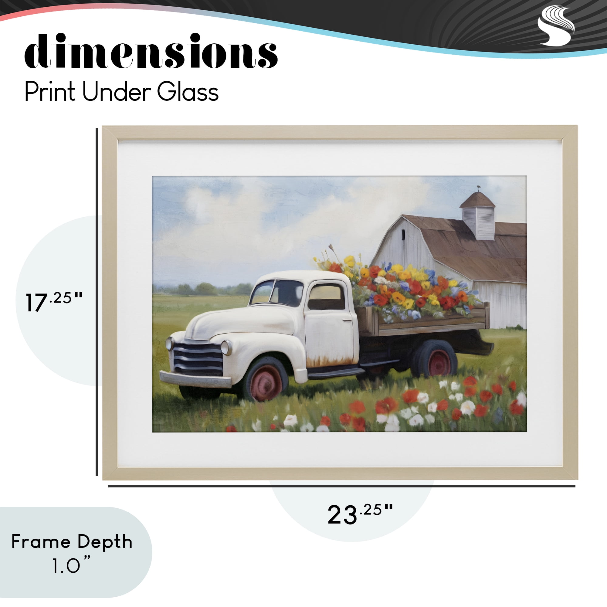 Stupell Industries White Delivery Floral Truck Birch Framed Print Under Glass, design by Kim Allen