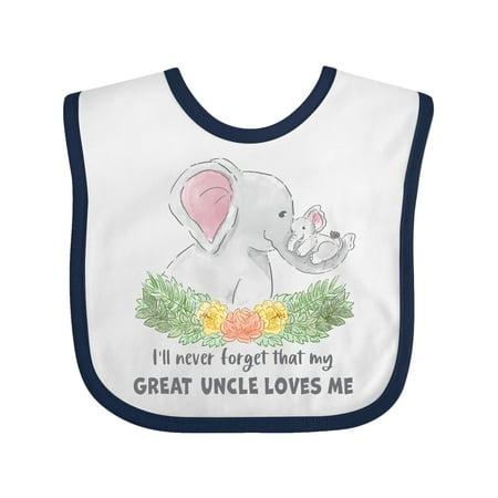 

Inktastic I ll Never Forget That My Great Uncle Loves Me Cute Elephant Gift Baby Boy or Baby Girl Bib