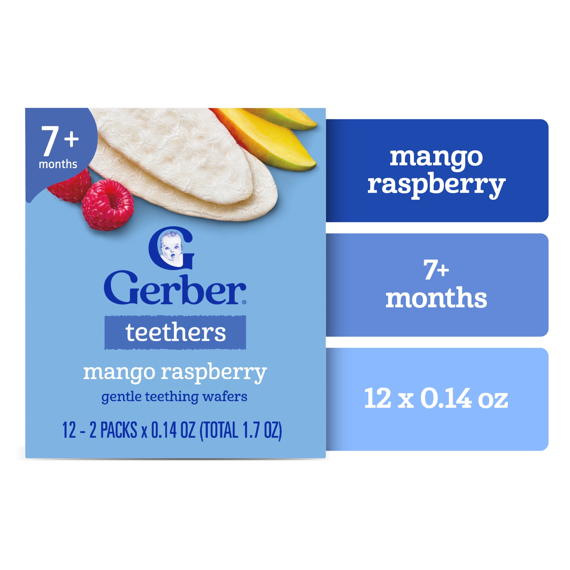 Gerber Stage 3 Baby Food, Mango Raspberry Teether, 1.7 oz Box (12