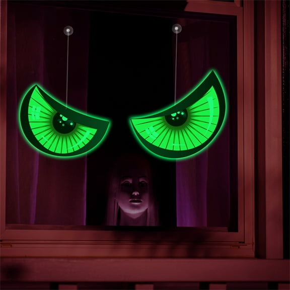 1 Pair Glow in The Dark Hanging Demon's Eyes Decoration,Waterproof Large 3D Glowing Spooky Eyeballs Decor,Fluorescence Scary Realistic Monster's Eyes Decoration for Window Porch Yard Home