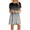 thumbnail image 1 of Nouvelle Robe Midi Dégradée Teinture sur Nœuds pour Femmes Col Rond Manches Courtes Robe Décontractée Simple T-Shirt Ample, 1 of 6