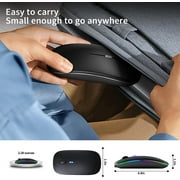 Wireless Mouse, G12 Slim LED Rechargeable Silent Wireless Mouse for Laptop, 2.4G Portable USB Optical Computer Mouse Wireless Computer Mice, Matte Black
