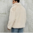 thumbnail image 4 of Faux Fur Jacket for Mens Zip Up Lapel Fluffy Furry Coats Long Sleeve Warm Winter Outerwear Lightweight Overcoat, 4 of 5