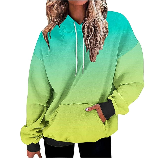 Besolor Oversized Sweatshirt for Women Fall Plus Size Long Sleeve Gradient Color Hoodies Baggy Clothes for Ladies