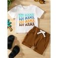 thumbnail image 2 of FEORJGP Kids Boys Summer 2PCS Outfits 12M 18M 2T 3T 4T 5T Toddler Short Sleeve T-shirts Crew Neck Letter Print Tops and Solid Drawstring Shorts Sets I Comfy Simply Clothes for Vacation Daily, 2 of 9