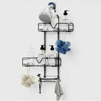 Topritt Shower Caddy Hanging Bathroom Organizer, Adjustable Shower Racks Over Shower Head, Rustproof, No-Drill Organizer, Large Storage Shelf for Shampoo Bottles with Soap Holder, Black