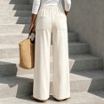 thumbnail image 4 of Stralyhd Women's Wide Leg Pants Corduroy High Elastic Waisted Drawstring Business Offices Casual Trousers Fashion Clothing with Pockets White M, 4 of 4
