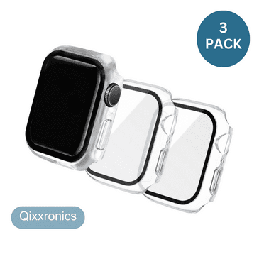Qixxronics for Apple Watch Series SE 40mm Case, with Built-in Tempered Glass Screen Protector [3PCS]